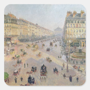 Camille Pissarro Avenue de L'Opera, Parijs Vierkante Sticker