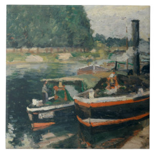 Camille Pissarro - Barges in Pontoise Tegeltje