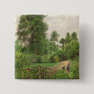 Camille Pissarro Betaling, temps gris a Eragny Vierkante Button 5,1 Cm