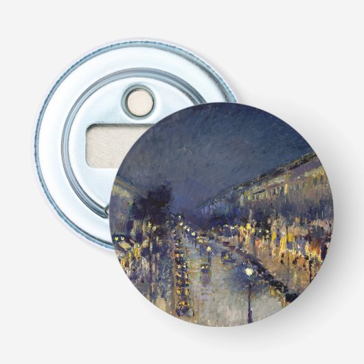 Camille Pissarro - Boulevard Montmartre bij nacht Button Flesopener (Voorkant)