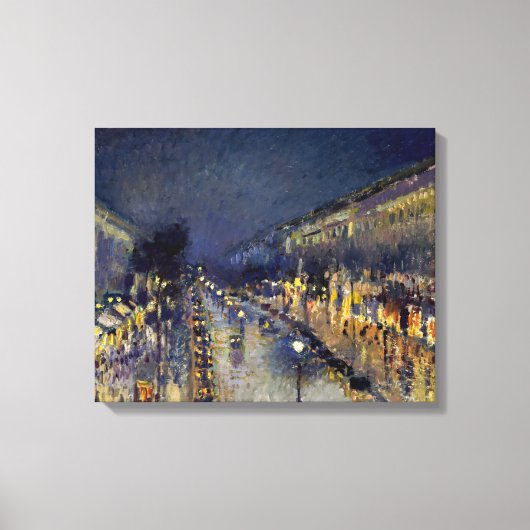 Camille Pissarro - Boulevard Montmartre bij nacht Canvas Afdruk (Voorkant)