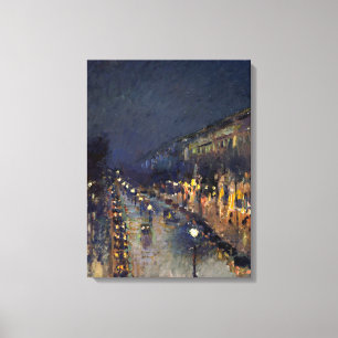 Camille Pissarro Boulevard Montmartre bij nacht Canvas Afdruk