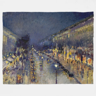 Camille Pissarro - Boulevard Montmartre bij nacht Fleece Deken