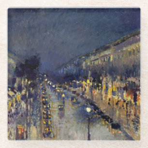 Camille Pissarro - Boulevard Montmartre bij nacht Glazen Onderzetter