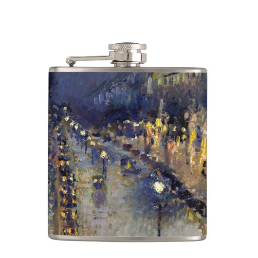 Camille Pissarro - Boulevard Montmartre bij nacht Heupfles (Voorkant)