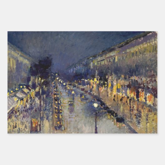 Camille Pissarro - Boulevard Montmartre bij nacht Inpakpapier Vel (Voorkant)
