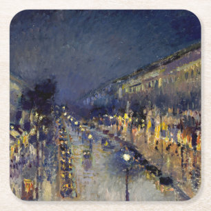 Camille Pissarro - Boulevard Montmartre bij nacht Kartonnen Onderzetters