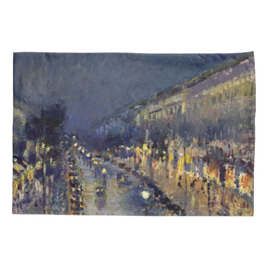 Camille Pissarro - Boulevard Montmartre bij nacht Kussensloop (Achterkant)