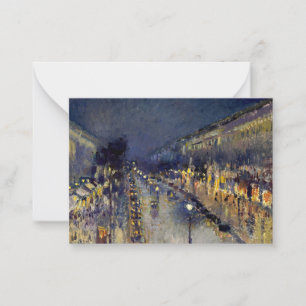 Camille Pissarro - Boulevard Montmartre bij nacht Notitiekaartje