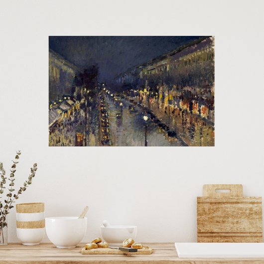 Camille Pissarro Boulevard Montmartre bij nacht Poster (Keuken)