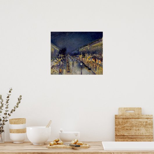 Camille Pissarro - Boulevard Montmartre bij nacht Poster (Keuken)