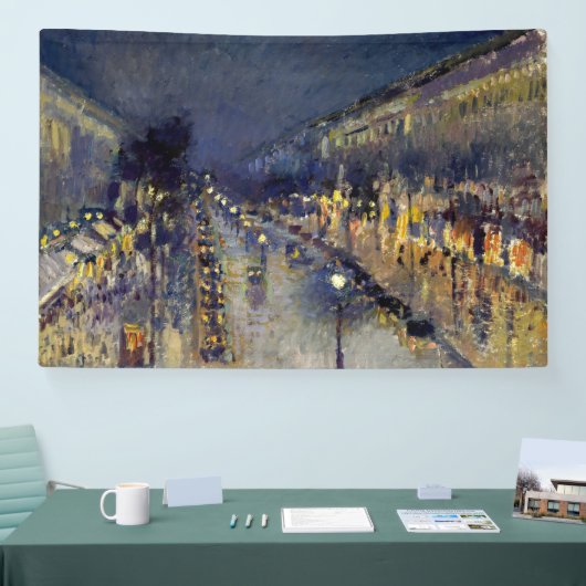 Camille Pissarro - Boulevard Montmartre bij nacht Spandoek (Beurs)