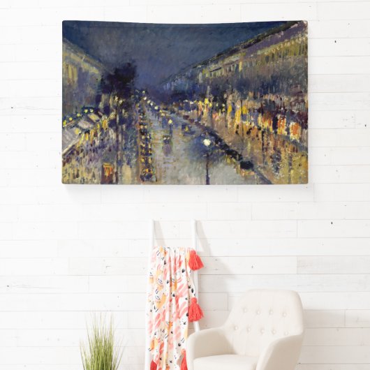 Camille Pissarro - Boulevard Montmartre bij nacht Spandoek (Insitu)