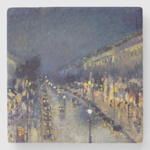 Camille Pissarro - Boulevard Montmartre bij nacht Stenen Onderzetter