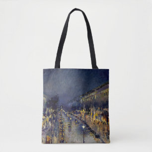 Camille Pissarro - Boulevard Montmartre bij nacht Tote Bag
