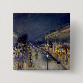 Camille Pissarro - Boulevard Montmartre bij nacht Vierkante Button 5,1 Cm (Voorkant)