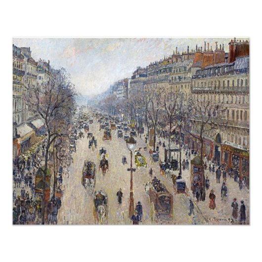 Camille Pissarro - Boulevard Montmartre, ochtend Foto Afdruk (Voorkant)