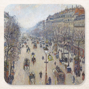 Camille Pissarro - Boulevard Montmartre, ochtend Kartonnen Onderzetters