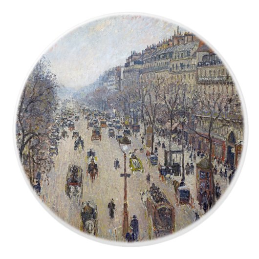 Camille Pissarro - Boulevard Montmartre, ochtend Keramische Knop (Voorkant)