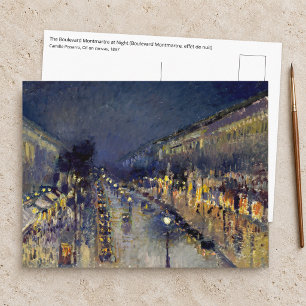 Camille Pissarro - Boulevard Montmartre 's Nachts Briefkaart
