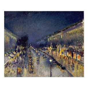 Camille Pissarro - Boulevard Montmartre 's nachts Foto Afdruk