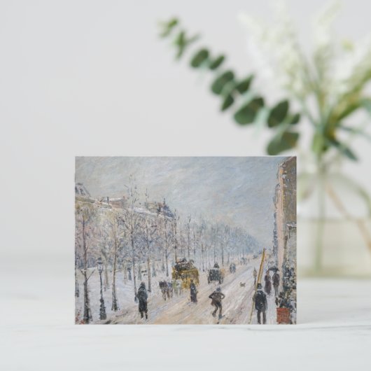 Camille Pissarro - Buiten Boulevards, sneeuweffect Briefkaart (Staand voorkant)