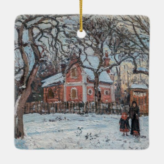 Camille Pissarro - Chataigniers a Louvecienne Keramisch Ornament (Achterkant)