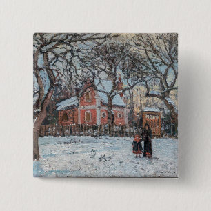 Camille Pissarro - Chataigniers a Louvecienne Vierkante Button 5,1 Cm