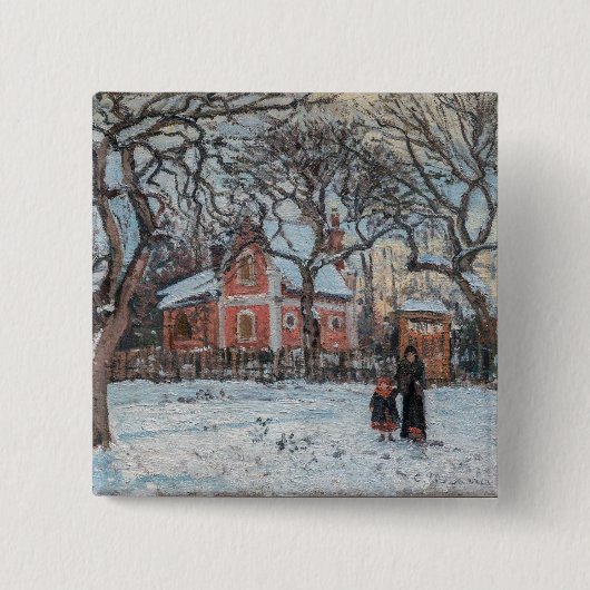 Camille Pissarro - Chataigniers a Louvecienne Vierkante Button 5,1 Cm (Voorkant)
