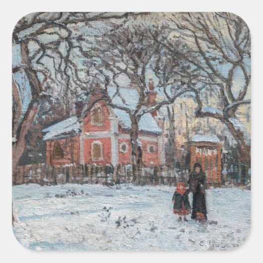 Camille Pissarro - Chataigniers a Louvecienne Vierkante Sticker (Voorkant)