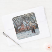 Camille Pissarro - Chataigniers a Louvecienne Vierkante Sticker (Envelop)