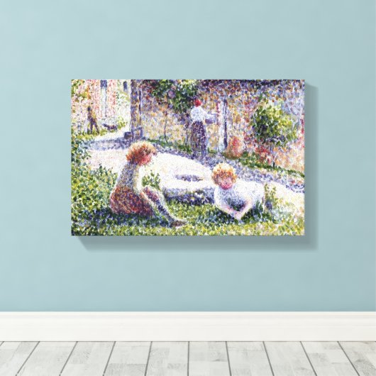  Camille Pissarro Children op een Boerderij Canvas Afdruk (Insitu (Houten vloer))