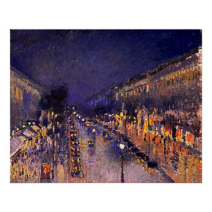 Camille pissarro de Boulevard Montmartre ' s nacht Poster