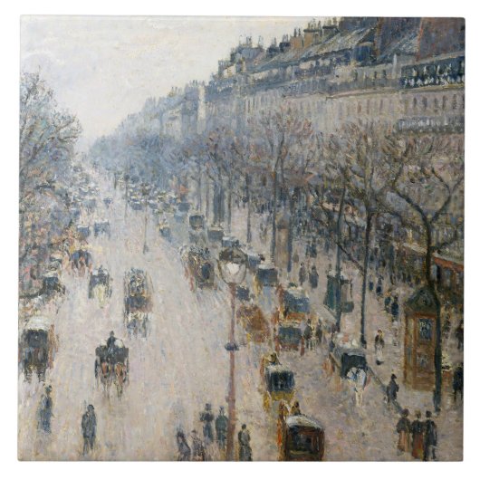Camille Pissarro - de Boulevard Montmartre Tegeltje (Voorkant)