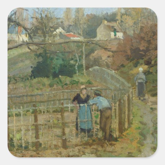 Camille Pissarro | De omheining, 1872 (olie op doe Vierkante Sticker (Voorkant)