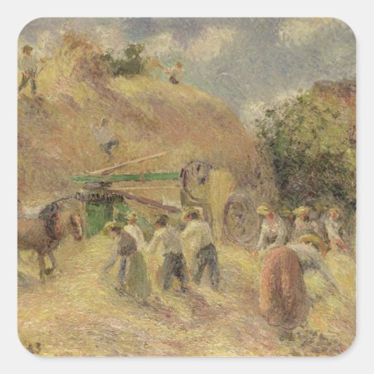 Camille Pissarro | De oogst, 1883 Vierkante Sticker (Voorkant)