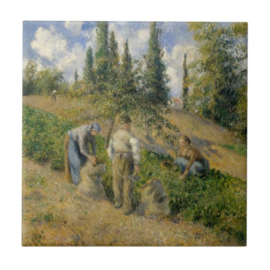 Camille Pissarro | De oogst, Pontoise Tegeltje (Voorkant)