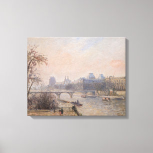 Camille Pissarro - De Seine en de Louvre Canvas Afdruk