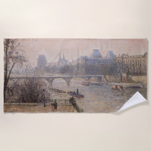 Camille Pissarro - De Seine en het Louvre Strandlaken (Voorkant)
