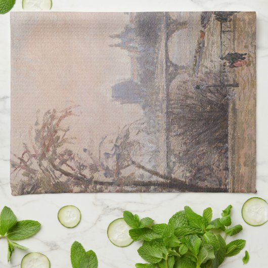 Camille Pissarro - De Seine en het Louvre Theedoek (Gevouwen)