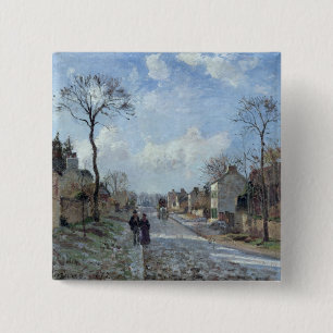 Camille Pissarro De weg naar Louveciennes, 1872 Vierkante Button 5,1 Cm
