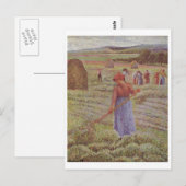 Camille Pissarro - Hay @ Eragny Farmer 1889 Oil Briefkaart (Voorkant / Achterkant)