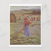 Camille Pissarro - Hay @ Eragny Farmer 1889 Oil Briefkaart (Voorkant)