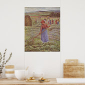 Camille Pissarro - Hay @ Eragny Farmer 1889 Oil Poster (Keuken)