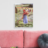 Camille Pissarro Haying in Eragny Canvas Afdruk (Insitu (Woonkamer))