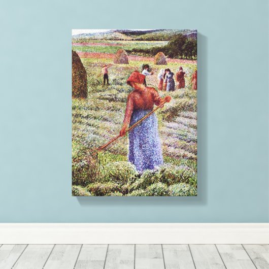 Camille Pissarro Haying in Eragny Canvas Afdruk (Insitu (Houten vloer))