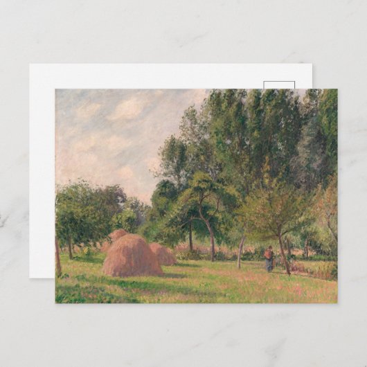 Camille Pissarro | Haystacks, Morning, Eragny Briefkaart (Voorkant / Achterkant)