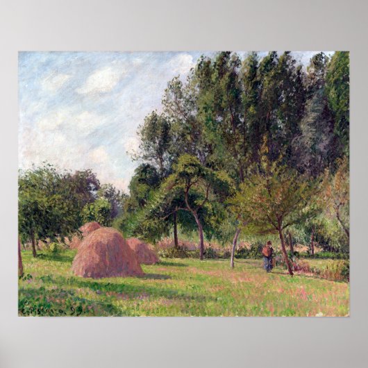 Camille Pissarro Haystacks, Morning, Éragny Poster (Voorkant)