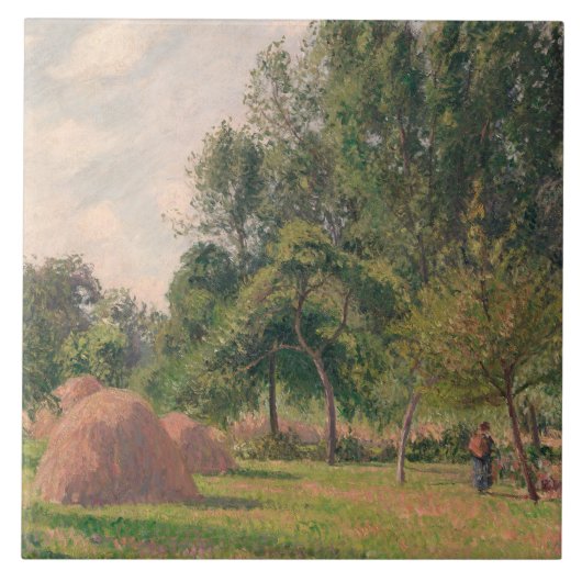 Camille Pissarro - Haystacks, Morning, Eragny Tegeltje (Voorkant)