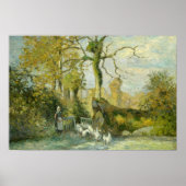 Camille Pissarro - Het gans meisje in Montfoucault Poster (Voorkant)